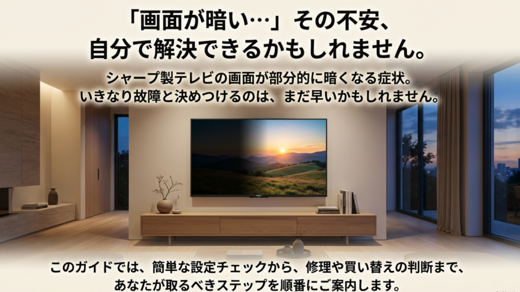 シャープの液晶テレビで画面の一部が暗い原因と直し方まとめ