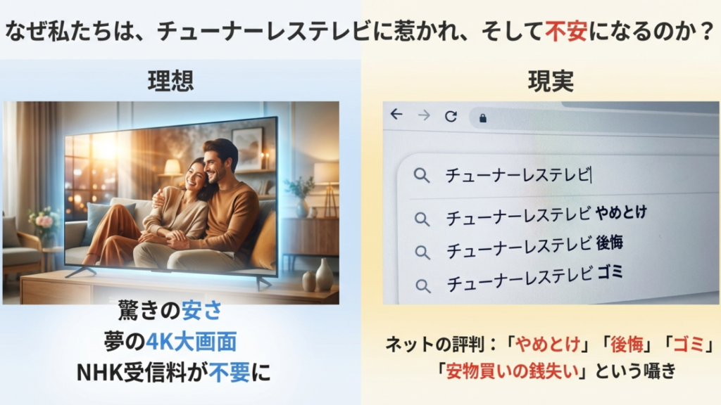 4K大画面の安さという理想と、購入後に感じる画質や動作への不安という現実