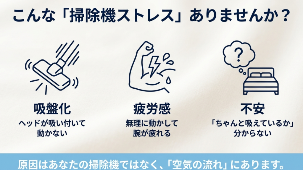 掛け布団に掃除機がかけづらい時の吸盤化と疲労と不安