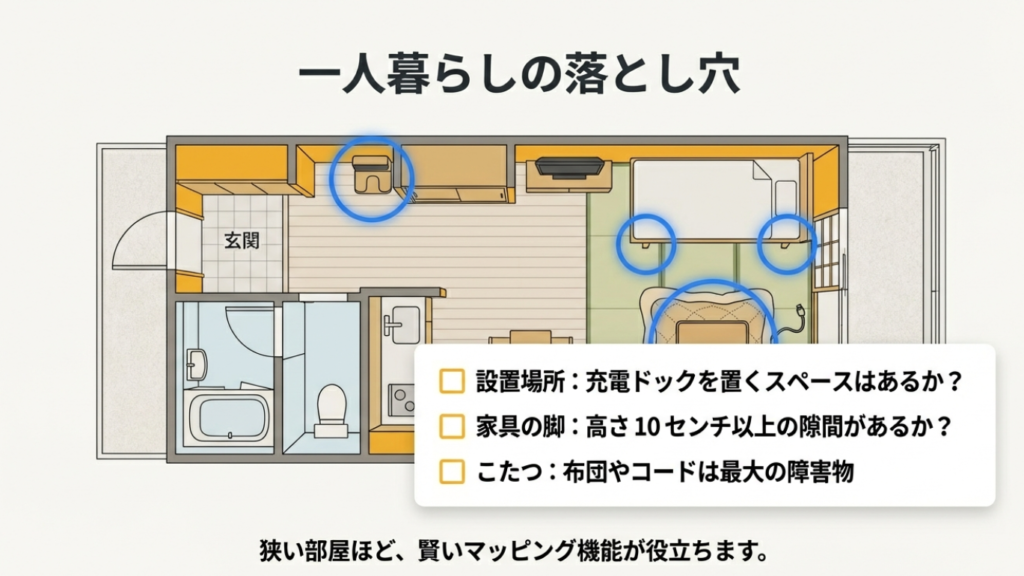 一人暮らしの落とし穴と対策 一人暮らしのロボット掃除機選びのポイント