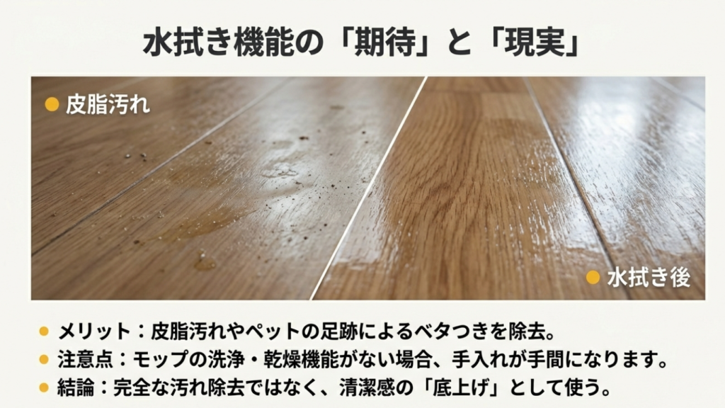 水拭きの期待と現実:皮脂汚れ 水拭き機能による皮脂汚れ除去のビフォーアフター