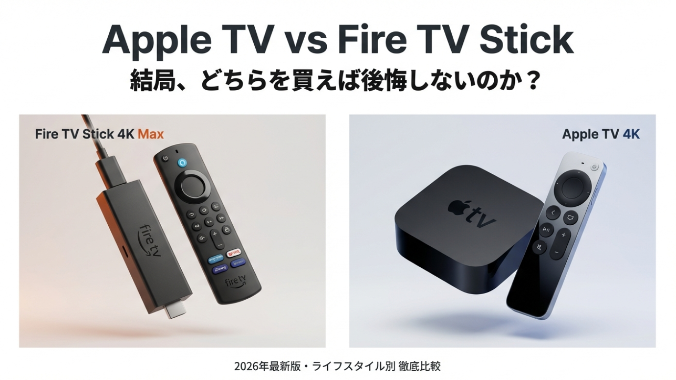 Apple TV 4KとFire TV Stick 4K Maxの製品外観比較