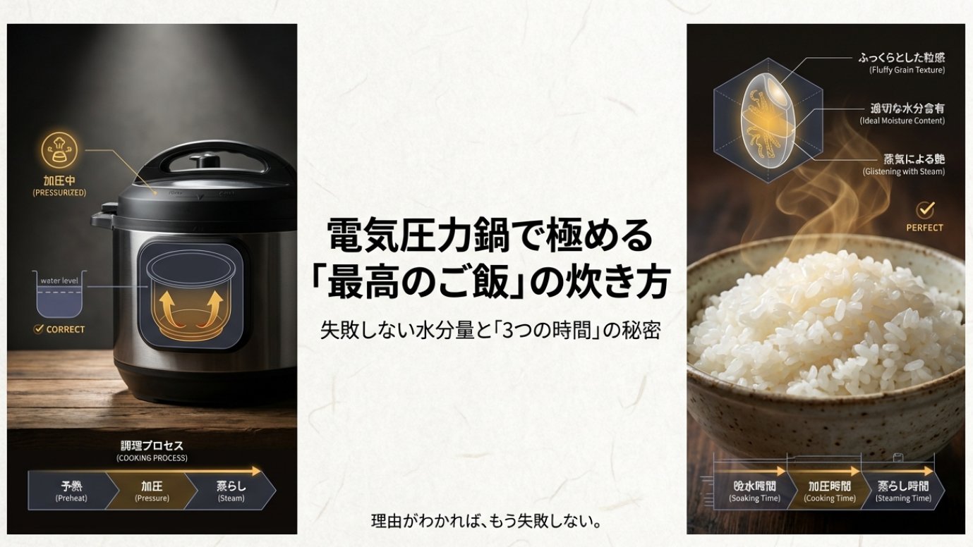 電気圧力鍋で米を炊く完全ガイド|「芯・べちゃつき」を回避するコツ