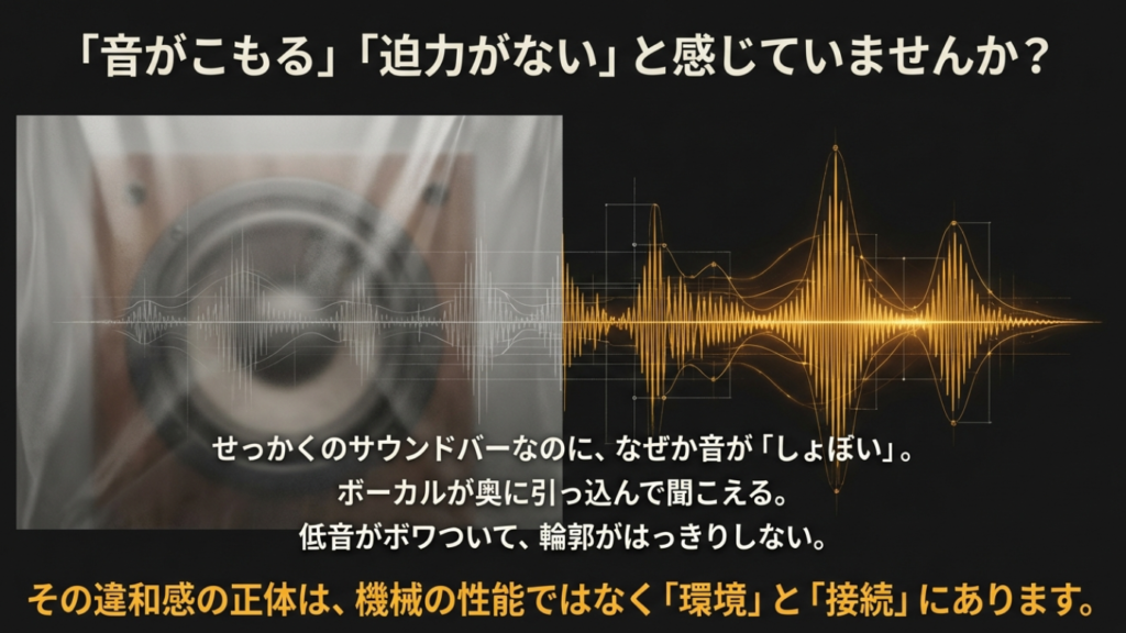 サウンドバーの音がこもる・迫力がない原因は環境と接続にある