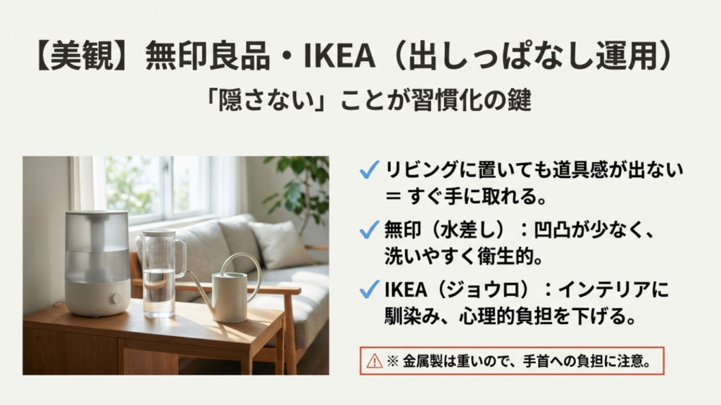 無印良品とIKEAの出しっぱなし給水スタイル