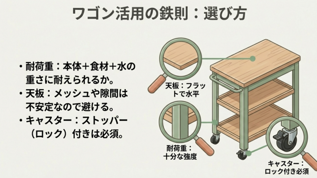 ワゴン選びの鉄則 電気圧力鍋を置くためのキッチンワゴンの選び方