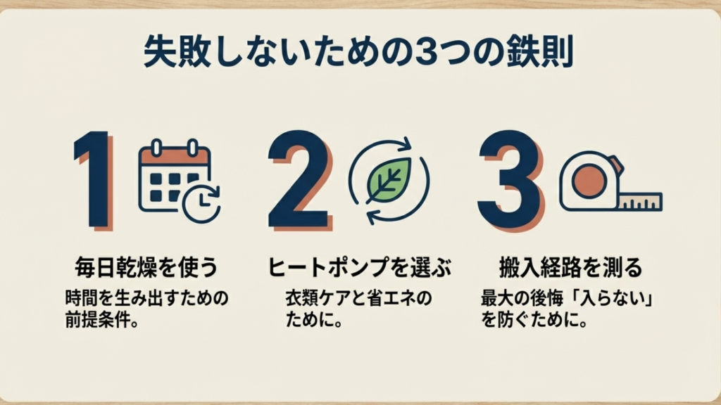 ドラム式洗濯機選びで失敗しないための3つの鉄則