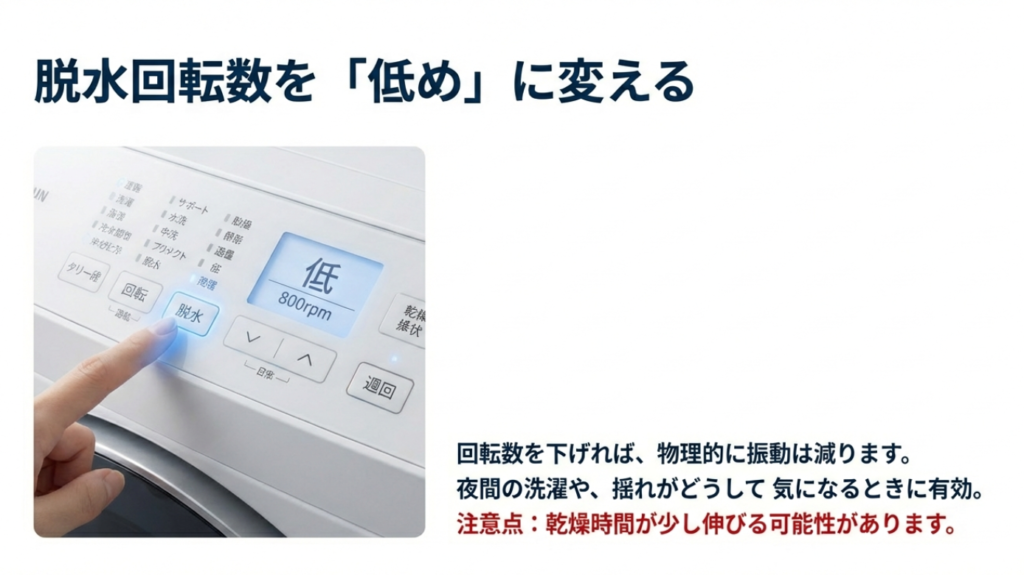 脱水回転数を下げる設定 ドラム式洗濯機の脱水回転数を低めに設定して振動を減らす方法