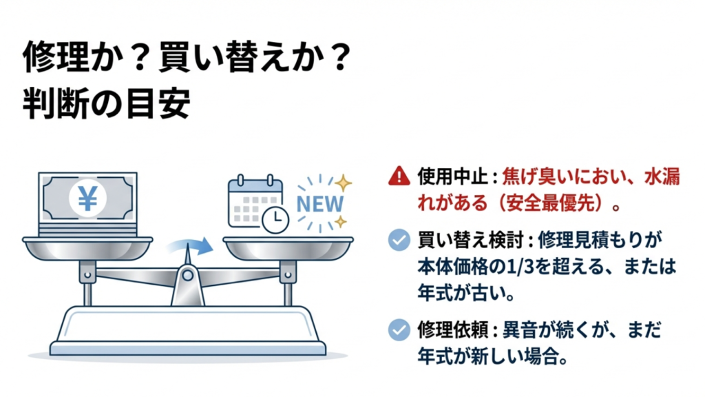 修理か買い替えかの判断 ドラム式洗濯機の修理費用と買い替え時期の判断目安