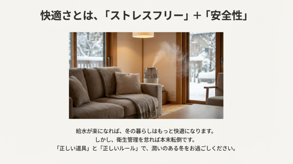 快適な冬のための加湿器給水まとめ