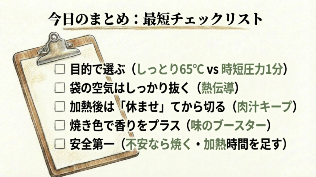 失敗しないための最短チェックリスト 温度設定、空気抜き、休ませなどの失敗しないための最終チェックリスト