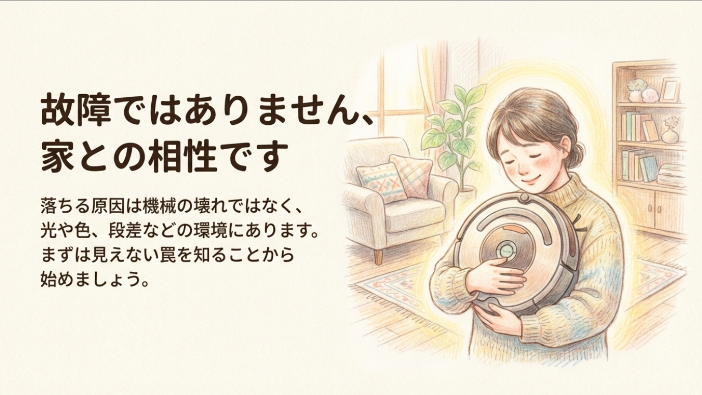 ロボット掃除機が玄関で落ちる対策と原因