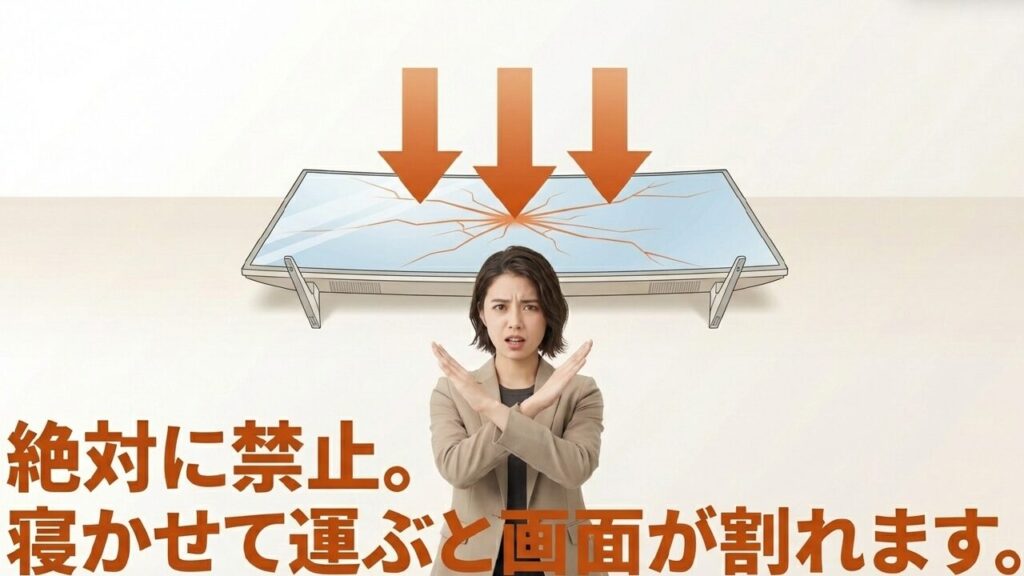テレビを寝かせて運ぶのは絶対に禁止