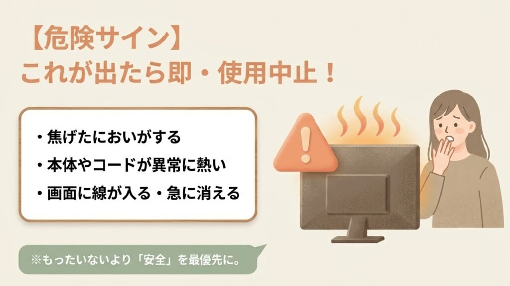テレビの危険サイン（異臭・異常発熱など）