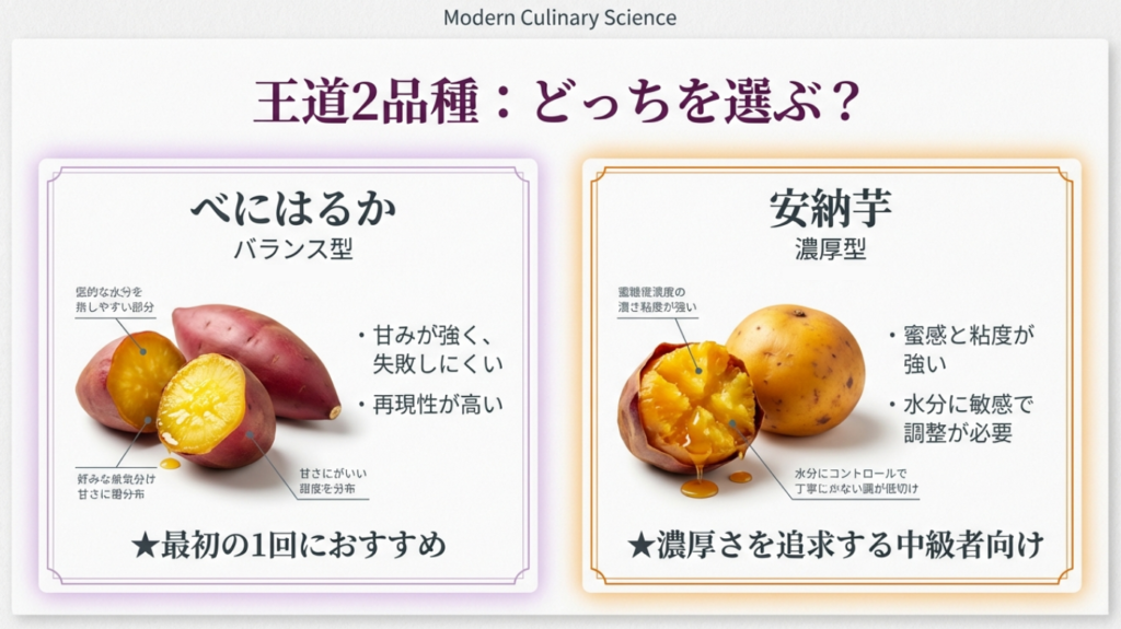べにはるかと安納芋の特徴比較