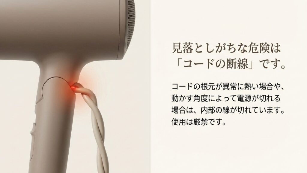 見落としがちなドライヤーのコード断線の危険
