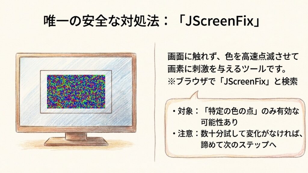 画面に触れずに色を高速点滅させる唯一の安全な対処法JScreenFix