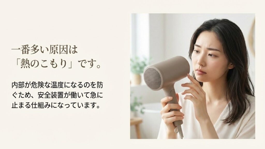 ドライヤーが止まる一番多い原因は熱のこもり