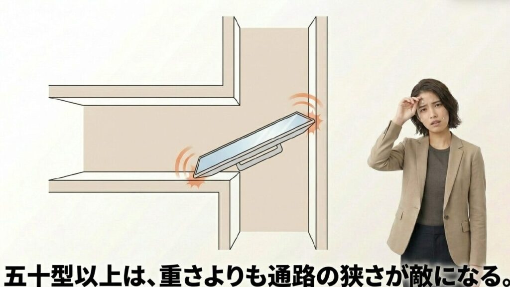 50型以上のテレビは通路の狭さが敵になる