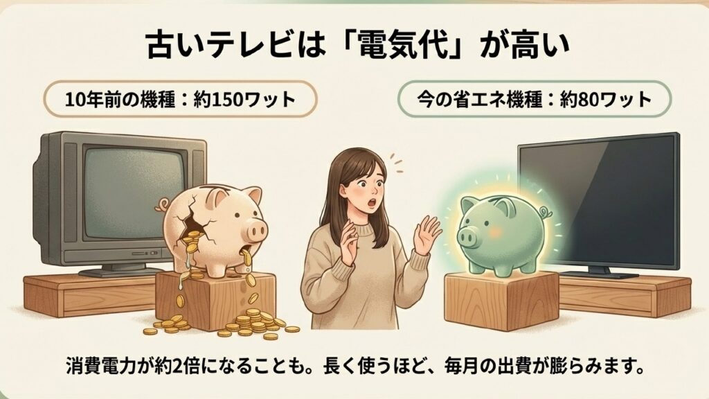 10年前のテレビと最新機種の電気代比較