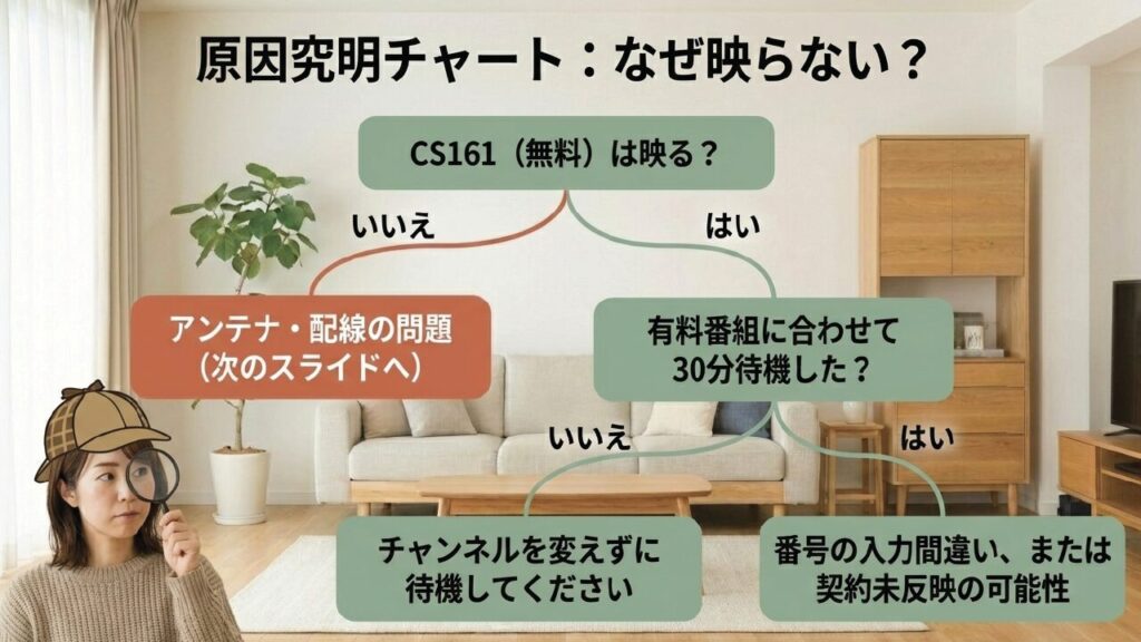 なぜ映らない？CS161の映り方でわかる原因究明チャート