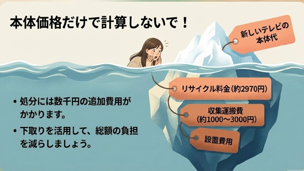 リサイクル料金や設置費用などの総額負担