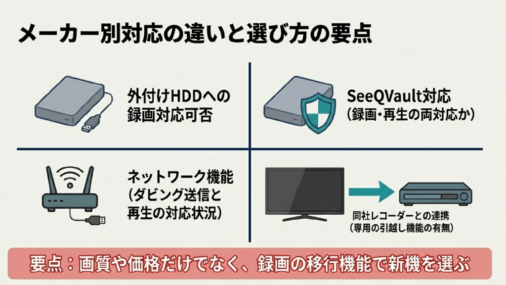 メーカー別対応の違いとテレビ選びの要点