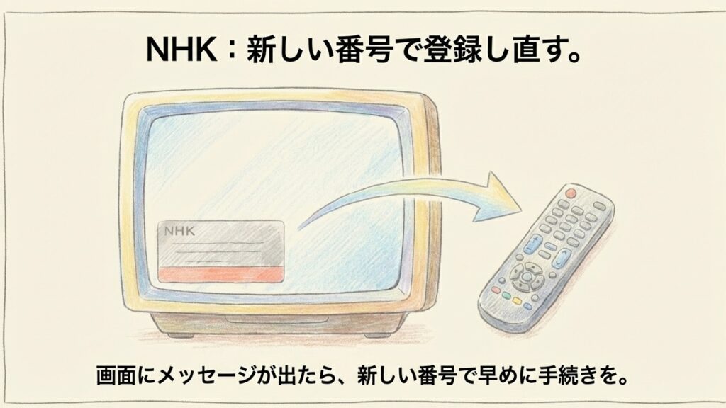 NHKの画面に設置確認メッセージが出たら新しい番号で登録し直す