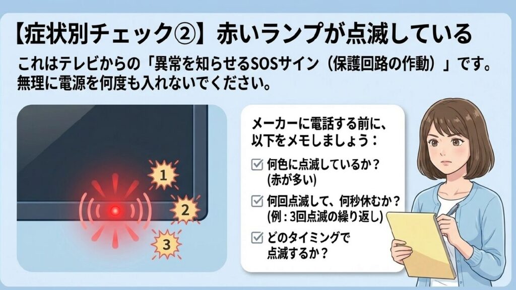 テレビの赤いランプが点滅する意味とメモするポイント