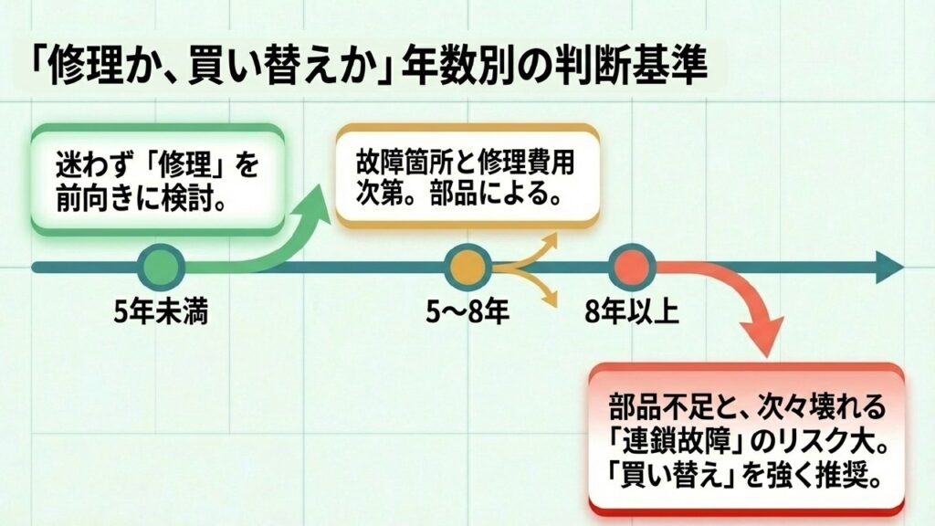 テレビ購入からの年数別「修理か買い替えか」の判断基準