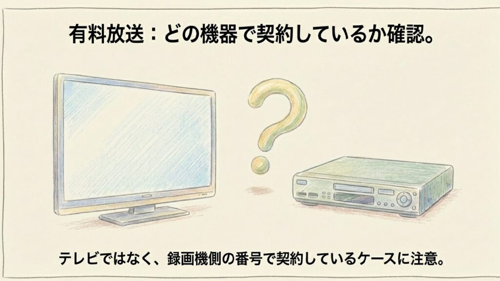 有料放送はテレビではなく録画機側の番号で契約しているケースに注意