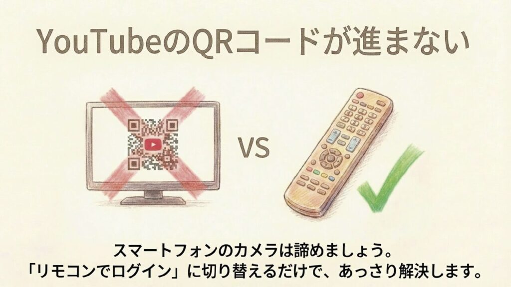 YouTubeのQRコードが進まない時はリモコンでのログインに切り替える