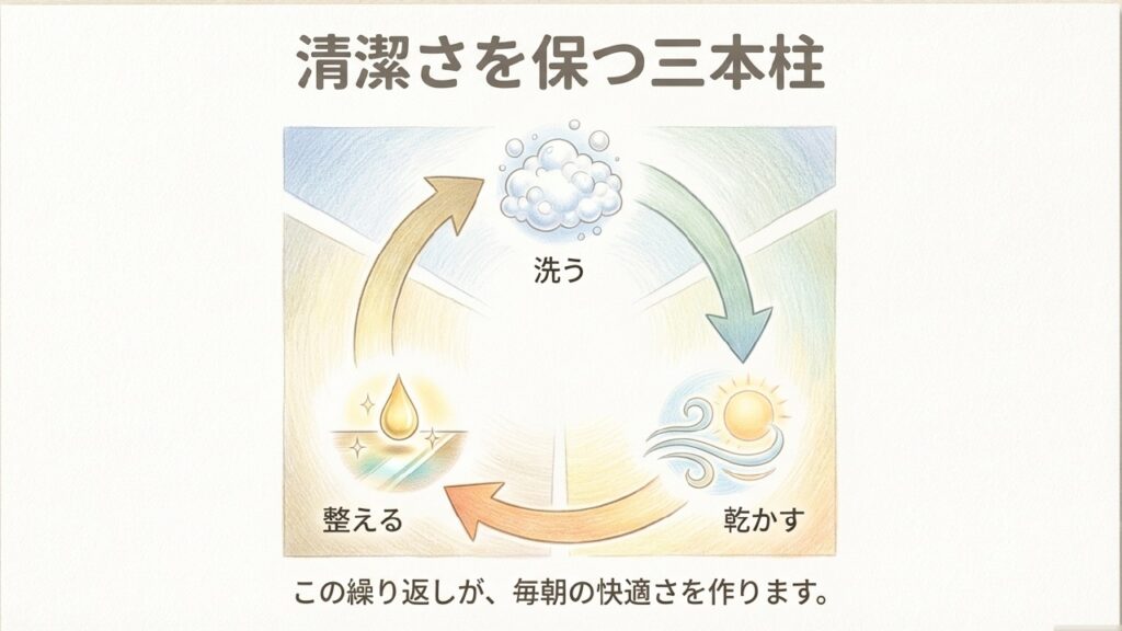 洗う・乾かす・整えるのサイクル
