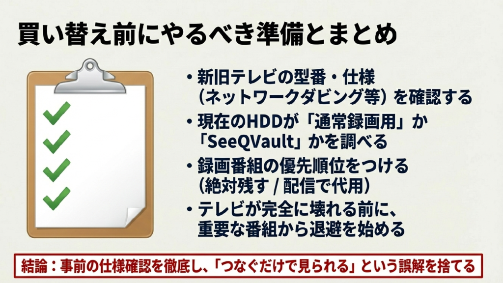 テレビ買い替え前にやるべき準備とまとめのチェックリスト