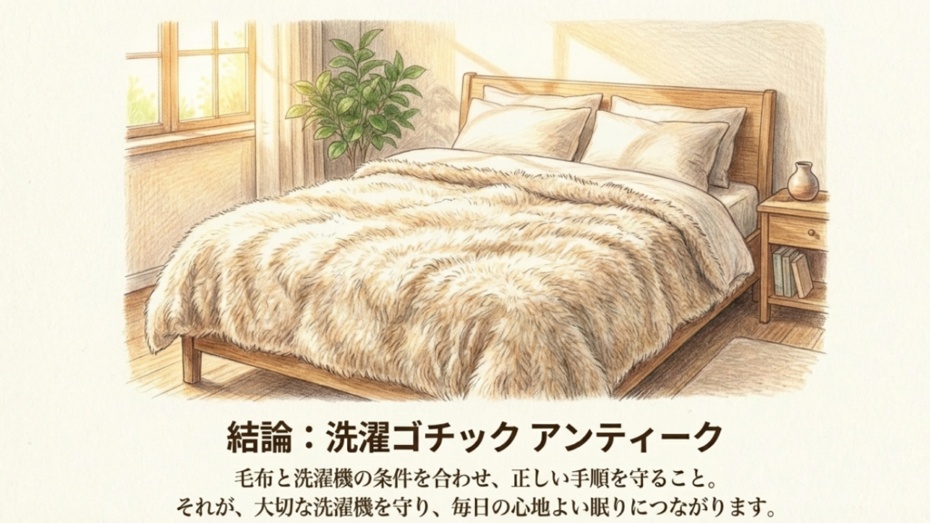 綺麗に洗われた毛布がかけられたベッド