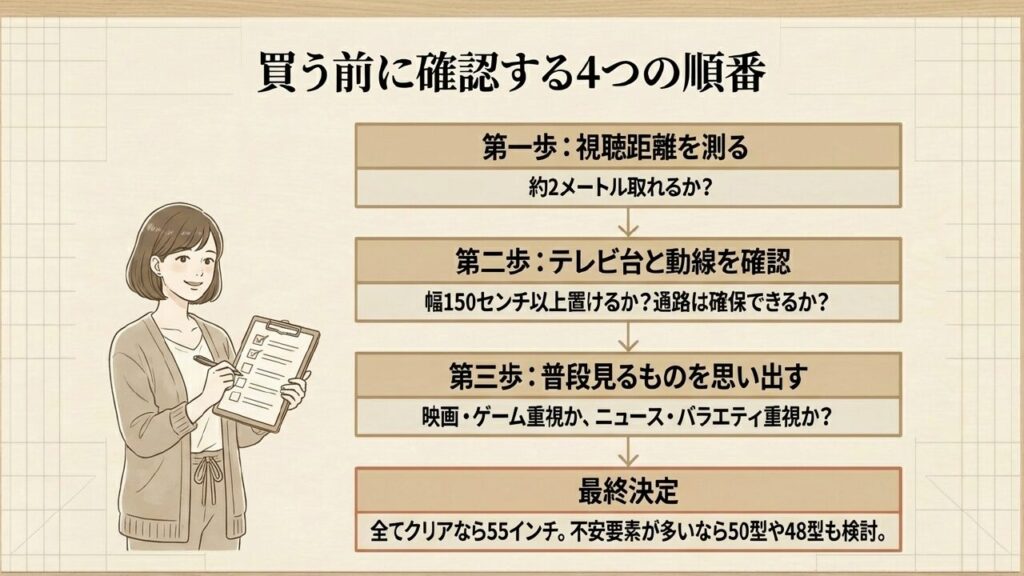 テレビを買う前に確認する視聴距離、動線、見るものなどの4つの手順