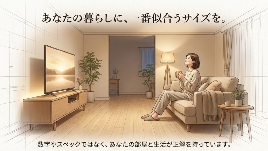 自宅のリビングでくつろぎながらコーヒーを飲みテレビを見る女性