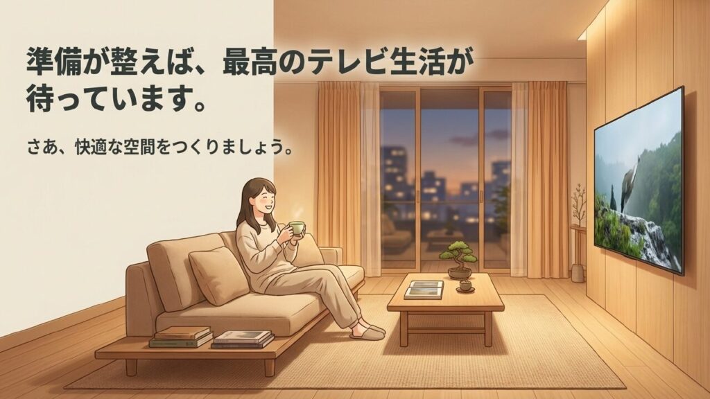 準備が整えば最高のテレビ生活が待っています。快適な空間をつくりましょう