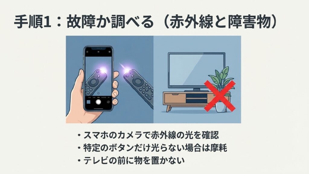 スマホカメラを使ったリモコンの赤外線チェック