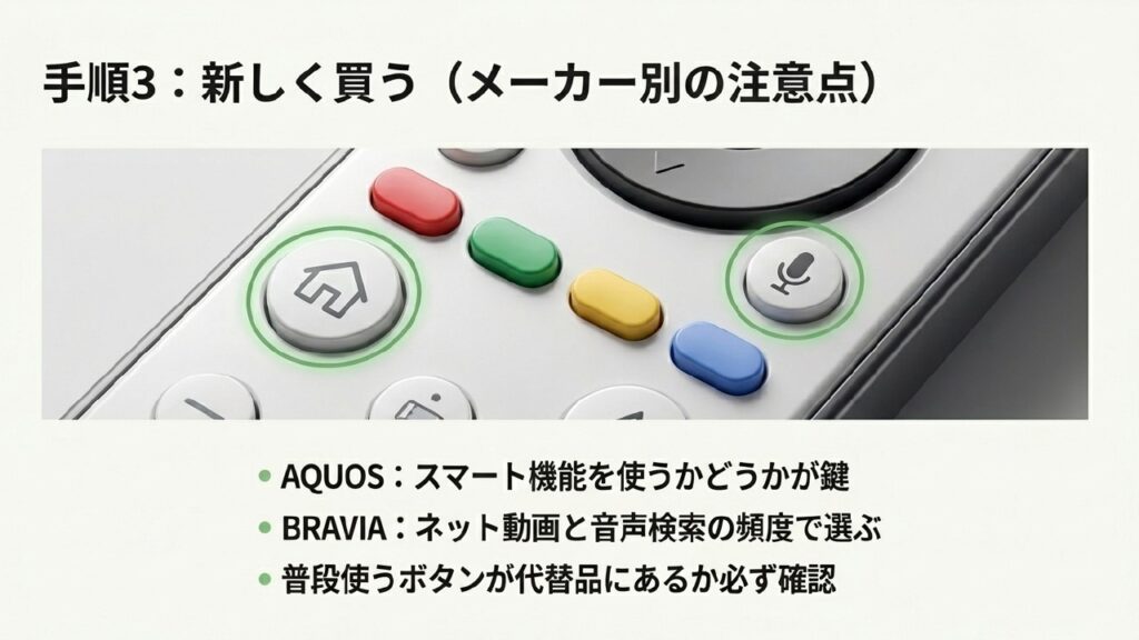 メーカー別のテレビリモコンの選び方と注意点
