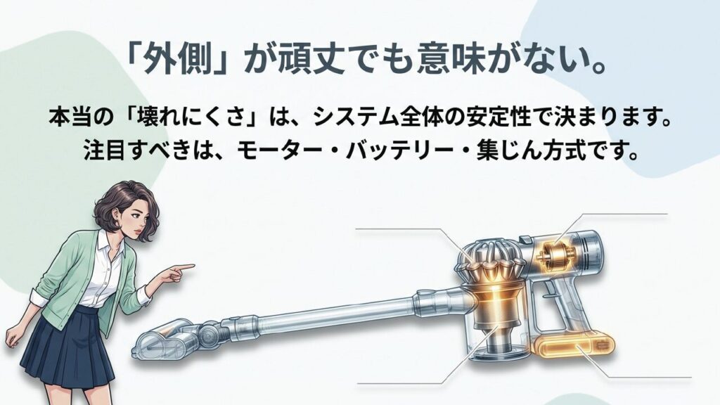 コードレス掃除機の本当の壊れにくさはシステム全体の安定性