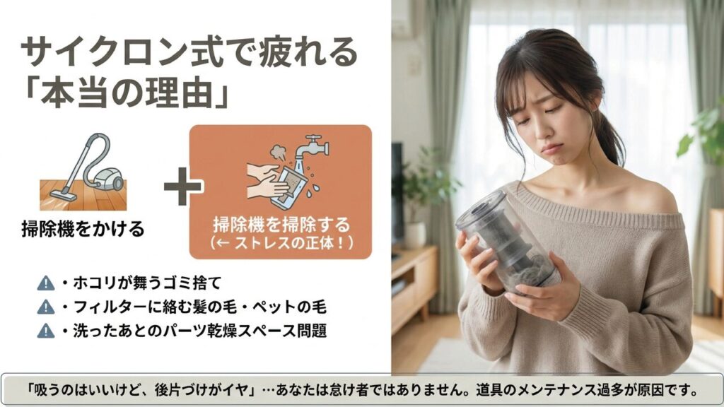 サイクロン式掃除機で疲れる本当の理由