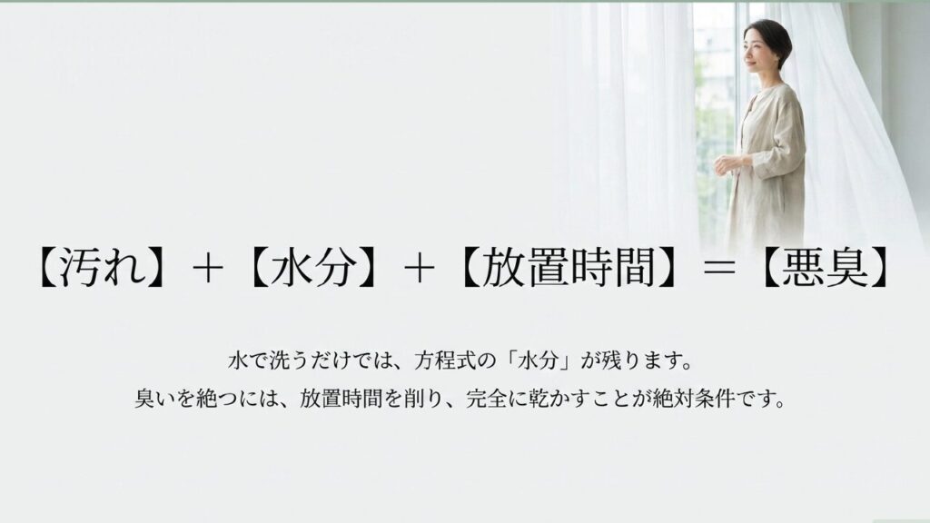 汚れと水分と放置時間が引き起こす悪臭の方程式
