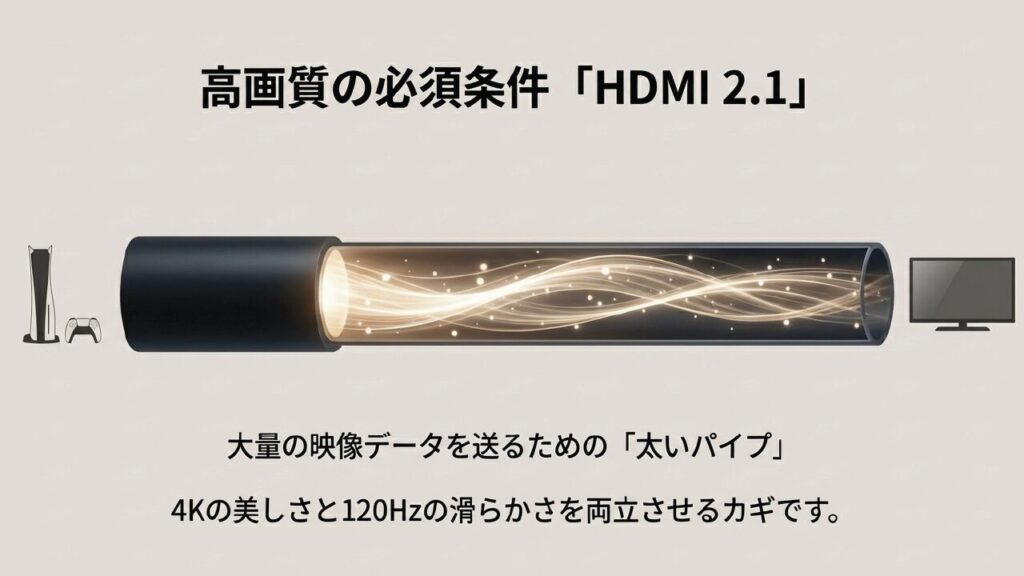 高画質の必須条件HDMI 2.1は大量の映像データを送る太いパイプ