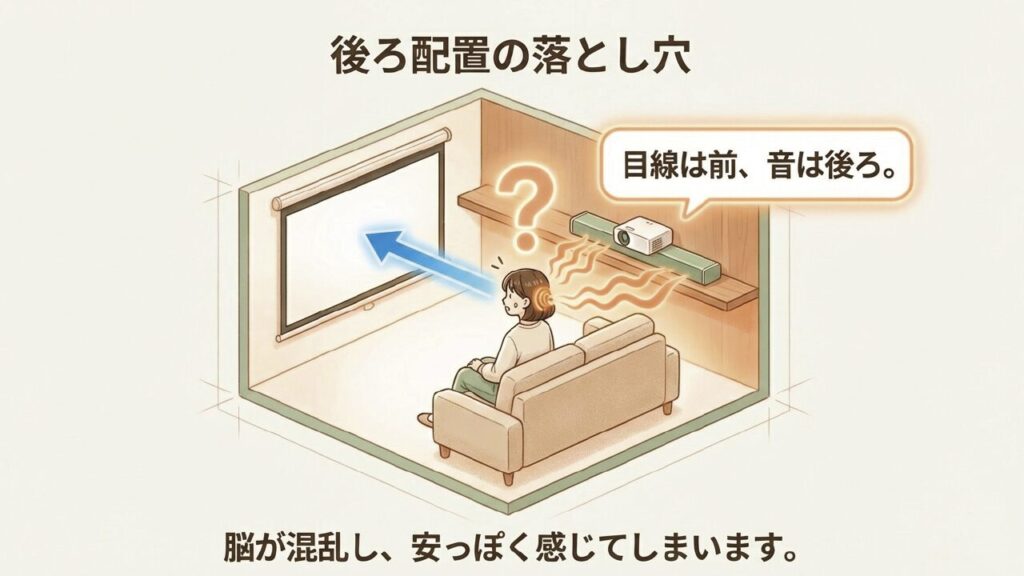 プロジェクター後ろ配置で音が後ろから聞こえる落とし穴