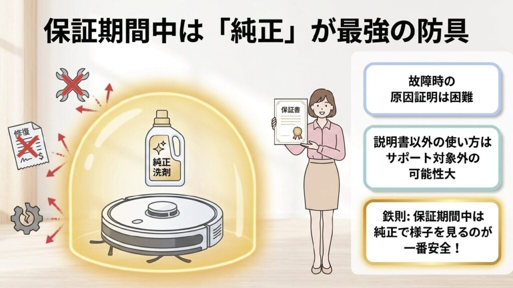 保証期間中はロボット掃除機純正洗剤を使用することの重要性