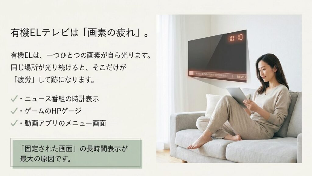 有機ELテレビの焼き付き原因となる画素の疲れ