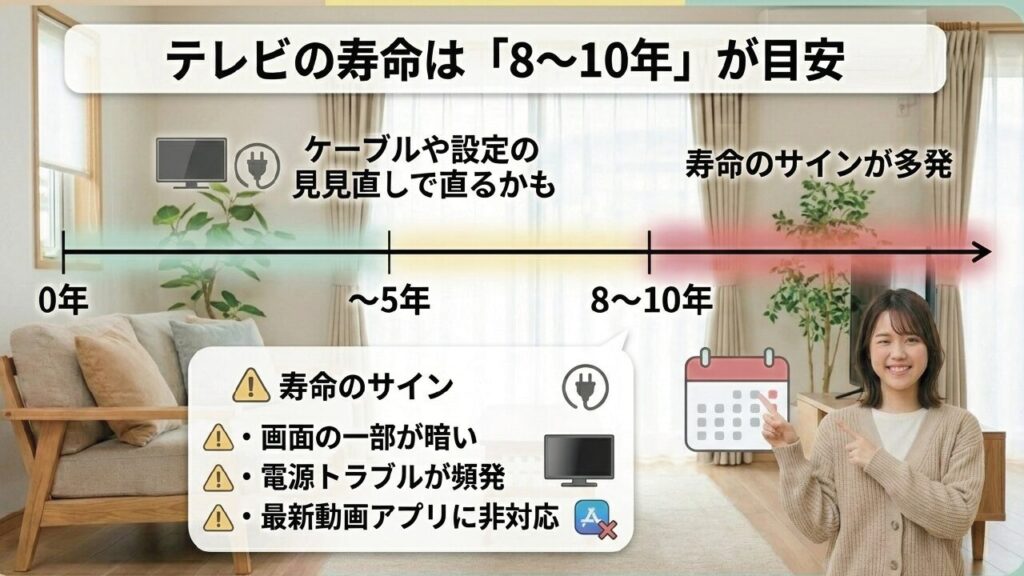 テレビの寿命の目安は8〜10年・買い替えのサイン