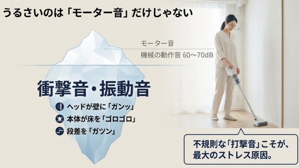 モーター音だけでなくヘッドや本体の不規則な打撃音が最大のストレス原因