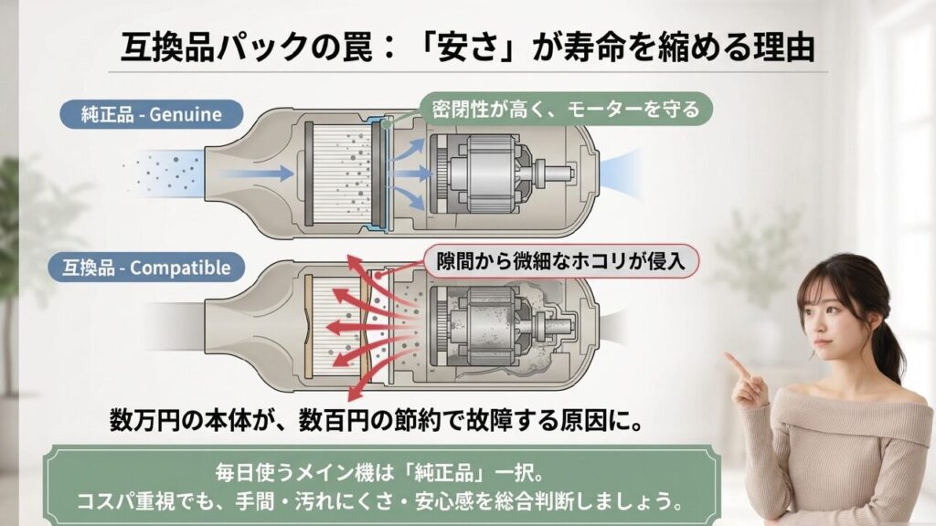 互換品パックの罠と純正品の違い